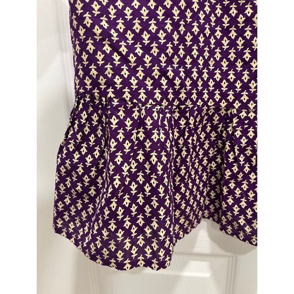 Natural Life | Lily Top Medium Vibrant Purple Block Print Peplum Swing Tank Boho - Picture 5 of 10